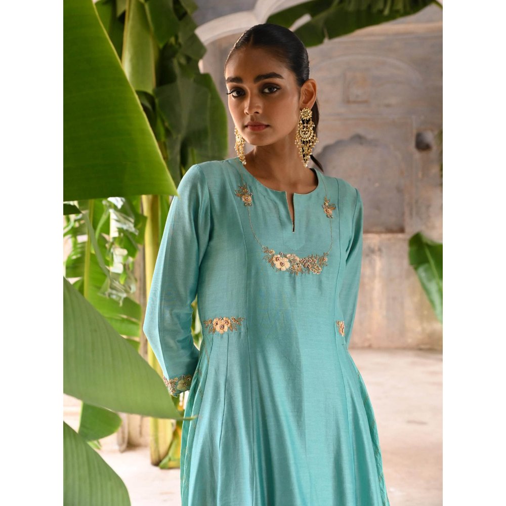 DEEPTHEE Powder Blue Kalli A-Line Kurta (Set of 3)