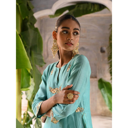 DEEPTHEE Powder Blue Kalli A-Line Kurta (Set of 3)