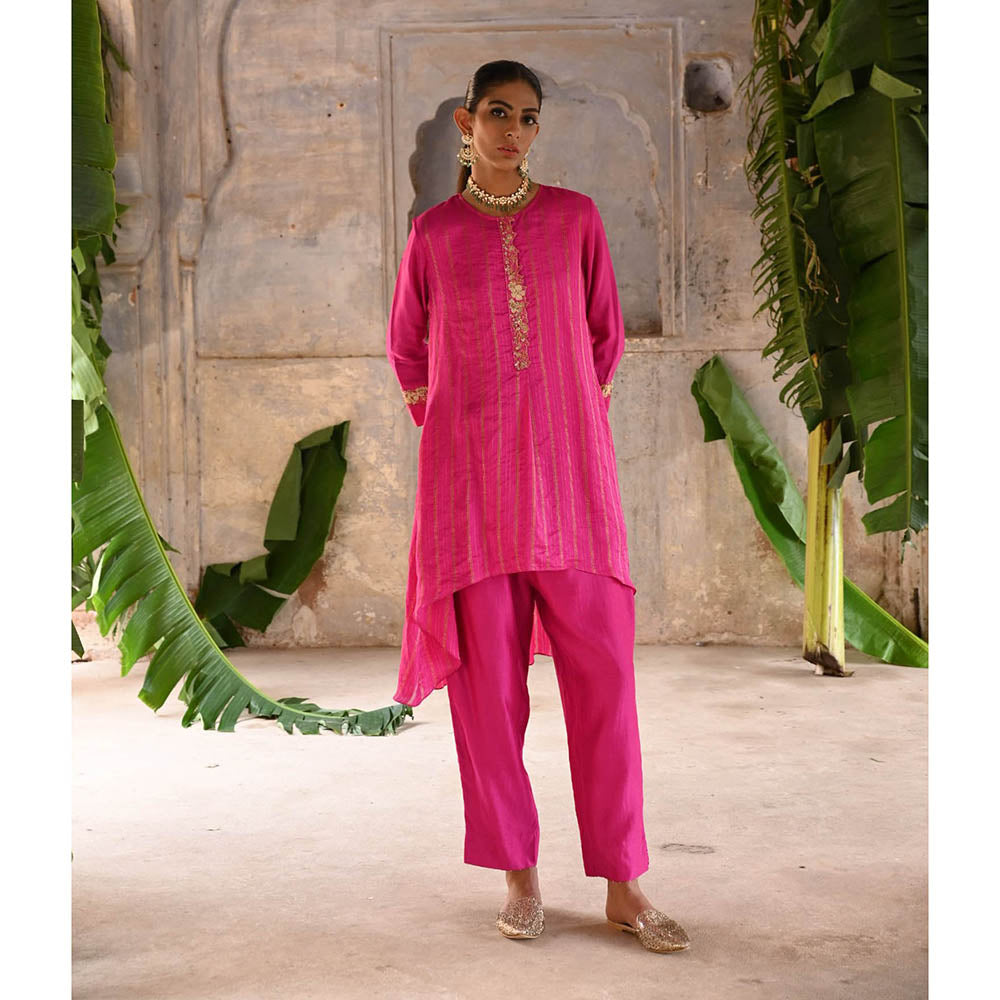 DEEPTHEE Fuchsia Pink High-Low Co-ord (Set of 2)