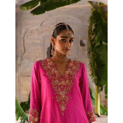 DEEPTHEE Fuchsia Pink A-Line Kurta (Set of 3)