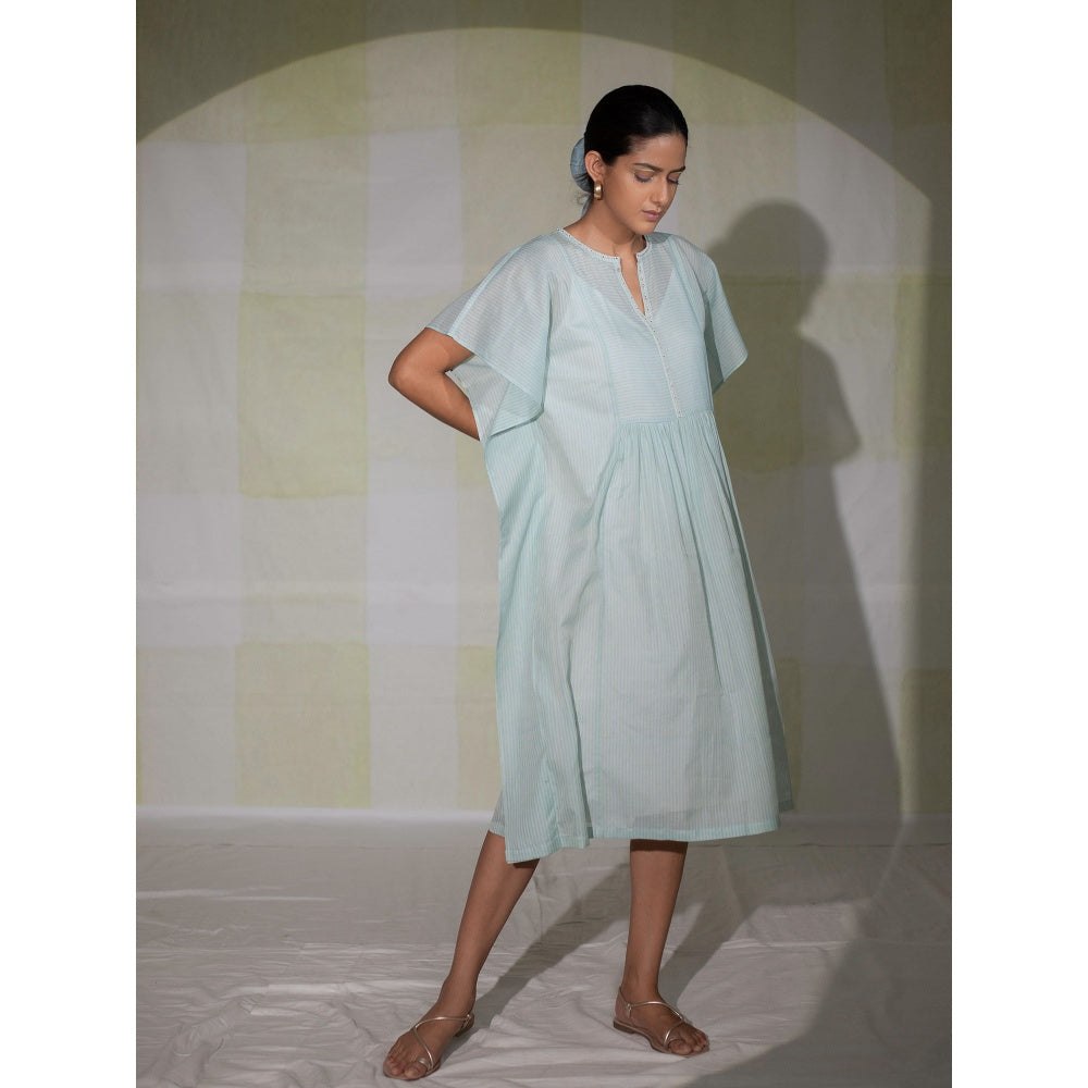 DEEPTHEE Icy Blue Hand Striped Kaftan Dress