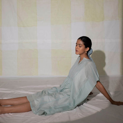 DEEPTHEE Icy Blue Hand Striped Kaftan Dress