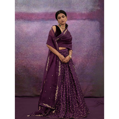 DEEPTHEE Purple All Over Booti Kalli Lehenga Set (Set of 3)