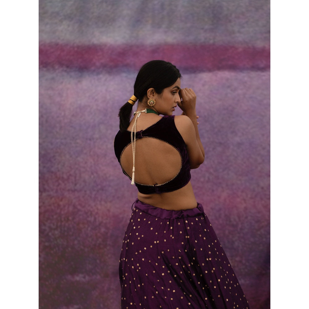 DEEPTHEE Purple All Over Booti Kalli Lehenga Set (Set of 3)