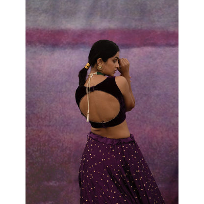 DEEPTHEE Purple All Over Booti Kalli Lehenga Set (Set of 3)