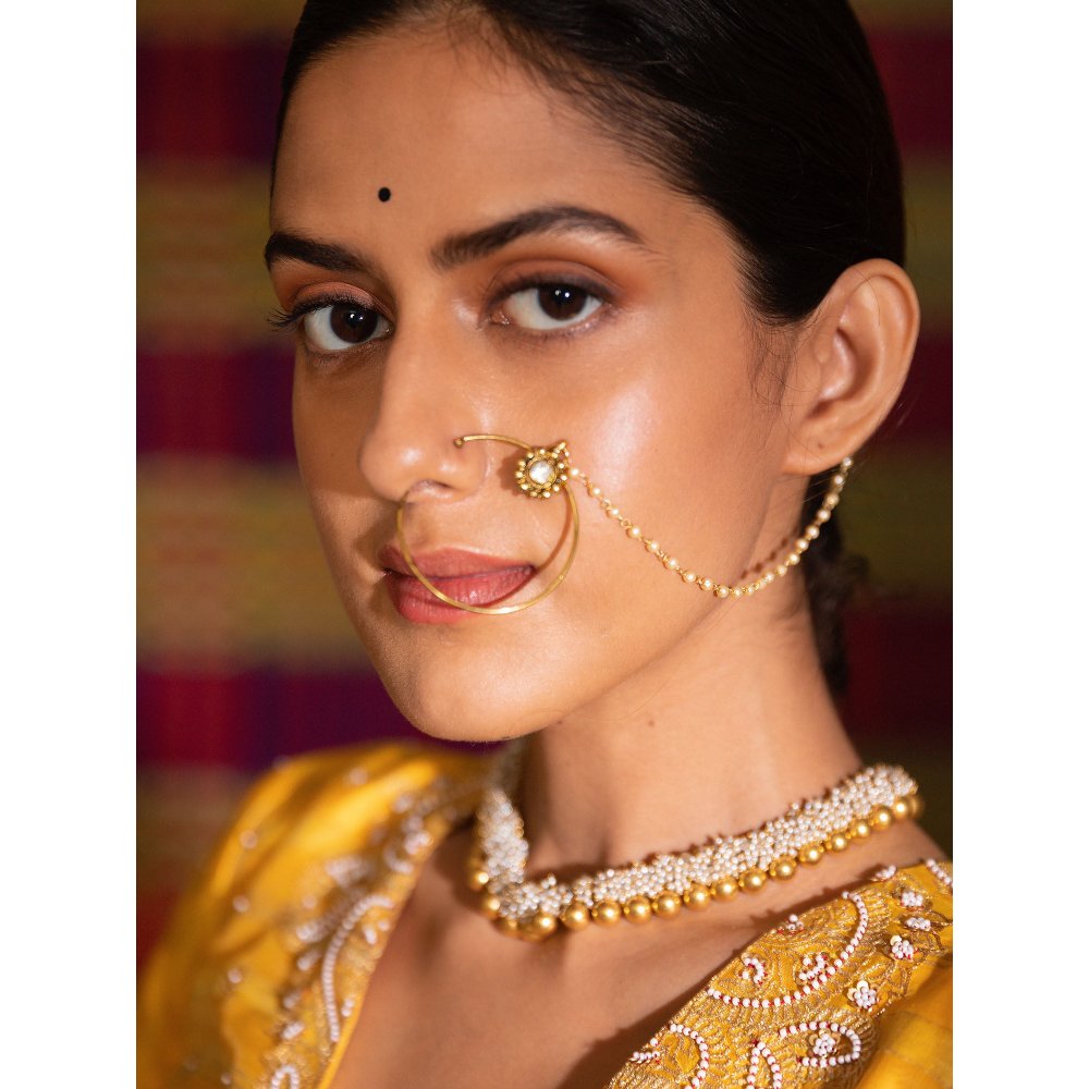 DEEPTHEE Haldi Hand Embellished Kalli Yellow Lehenga with Blouse & Dupatta (Set of 3)