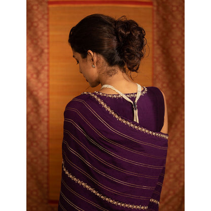 DEEPTHEE Varna Ada Line Hand Embellished Saree with Stitched Blouse