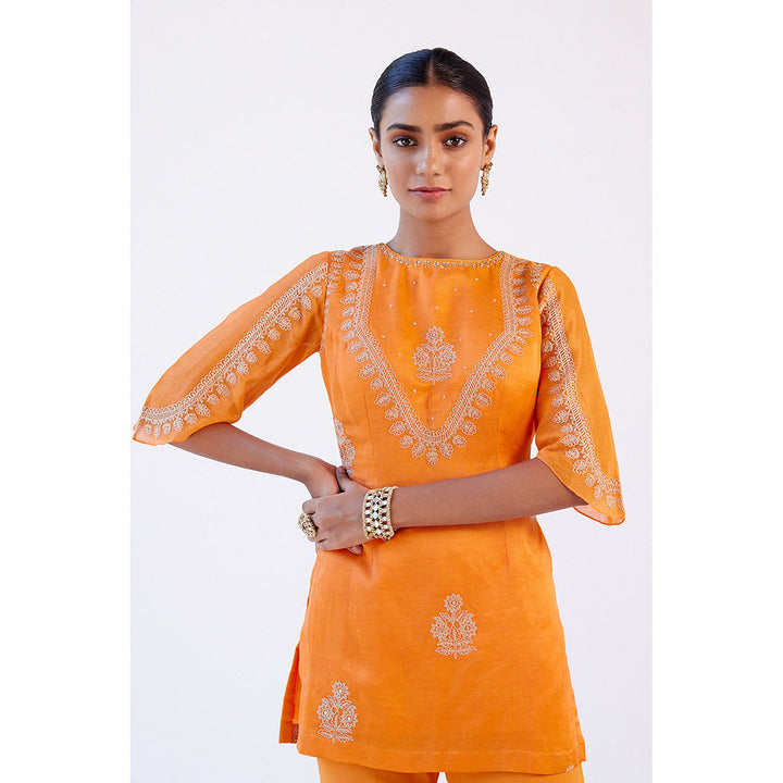 Devnaagri Orange Dori Embroidered Sharara (Set of 3)