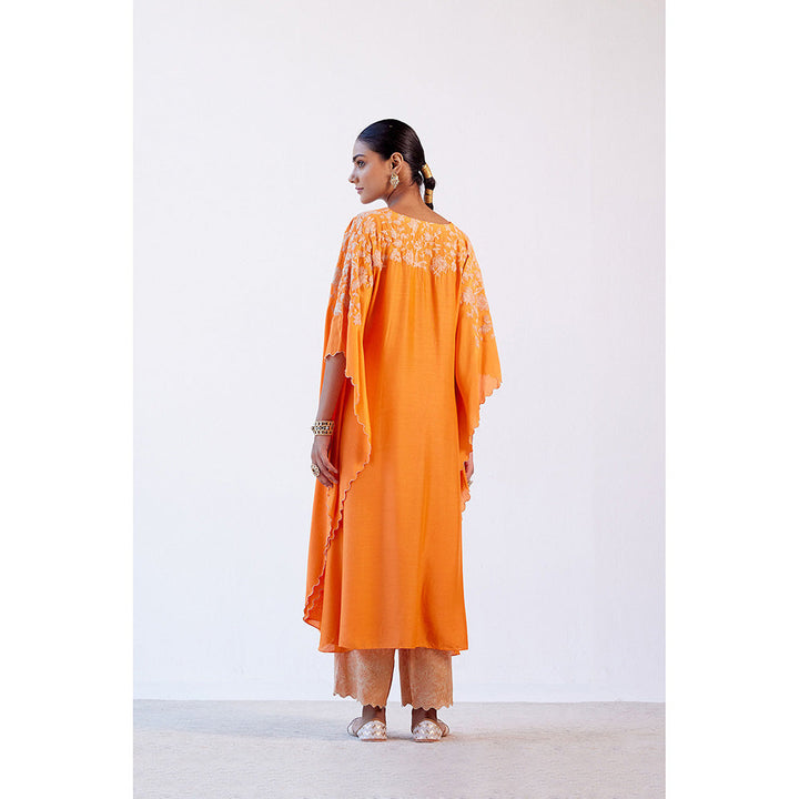 Devnaagri Orange Embroidered Kaftan (Set of 2)