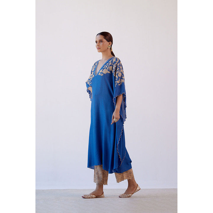 Devnaagri Blue Embroidered Kaftan (Set of 2)