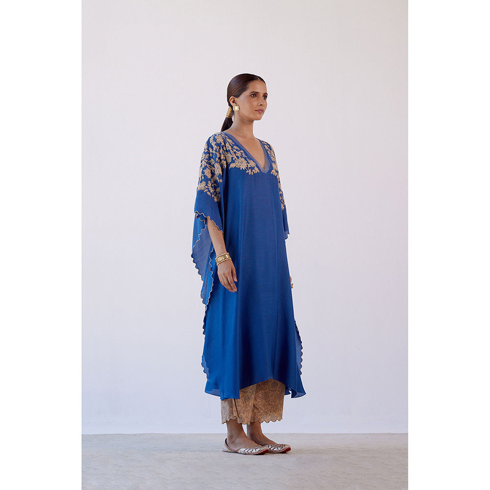 Devnaagri Blue Embroidered Kaftan (Set of 2)