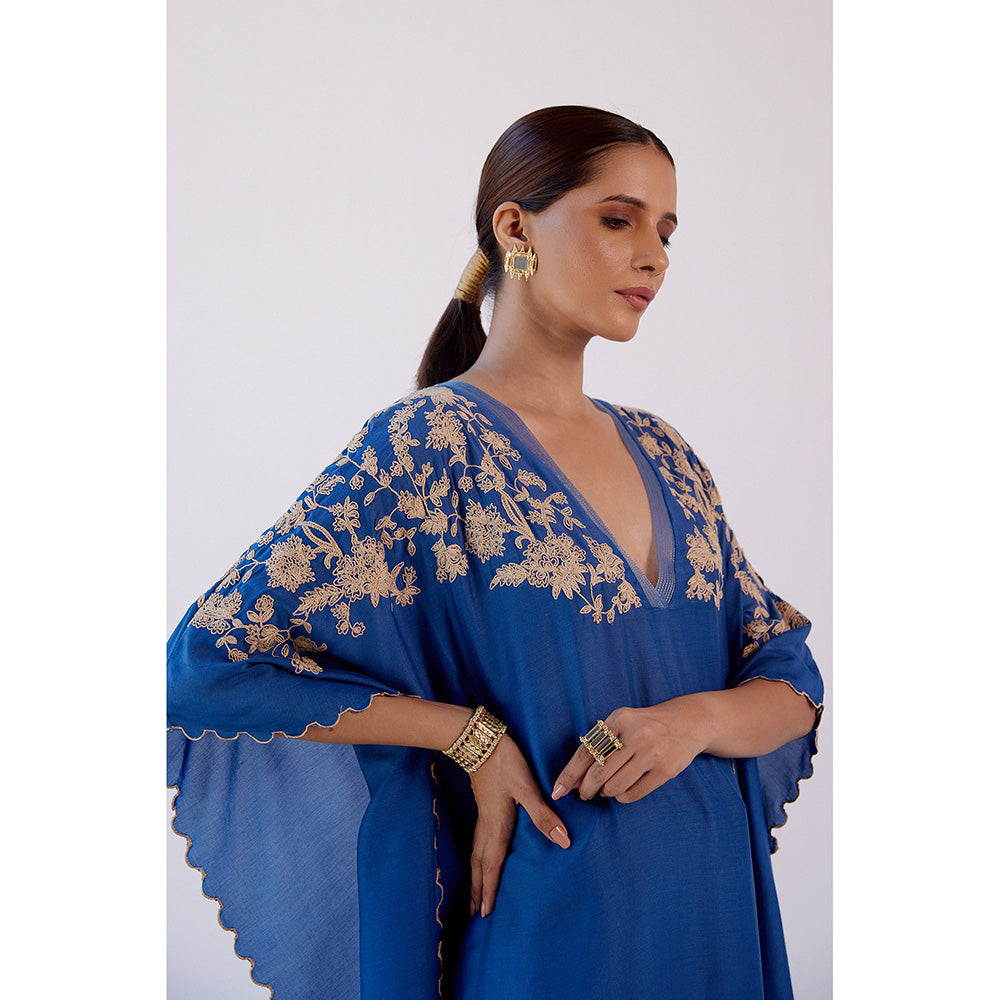 Devnaagri Blue Embroidered Kaftan (Set of 2)