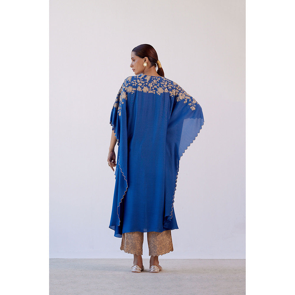 Devnaagri Blue Embroidered Kaftan (Set of 2)