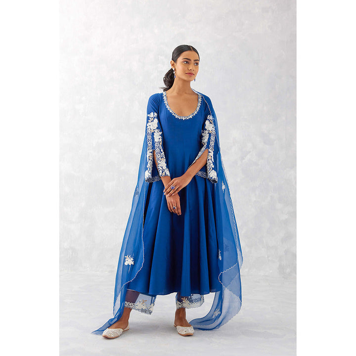 Devnaagri Blue Embroidered Anarkali (Set of 3)