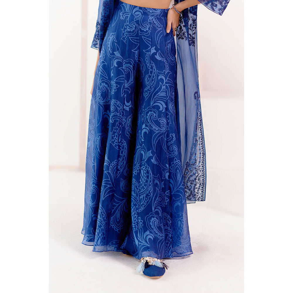 Devnaagri Navy Blue Cape & Sharara (Set of 3)