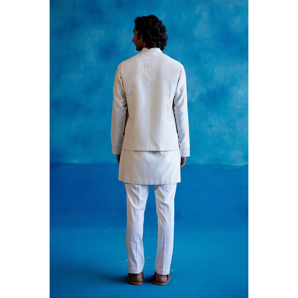 Devnaagri Ivory Kurta With Pant And Bundi jacket (Set of 3)