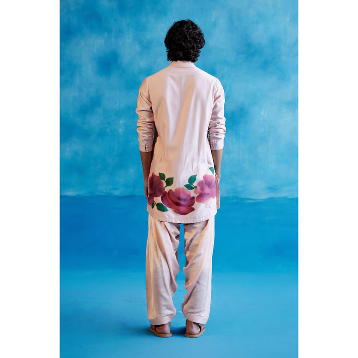 Devnaagri Blush Pink Hand Painted Kurta With Salwar (Set of 2)