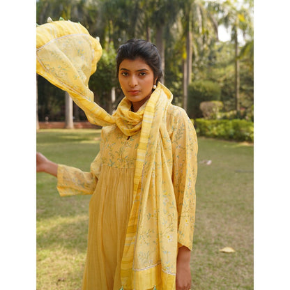 Dhaari by Deepika Handwoven Cotton Silk Fabric Dupatta with Tassels On The Corner & Hand Painted