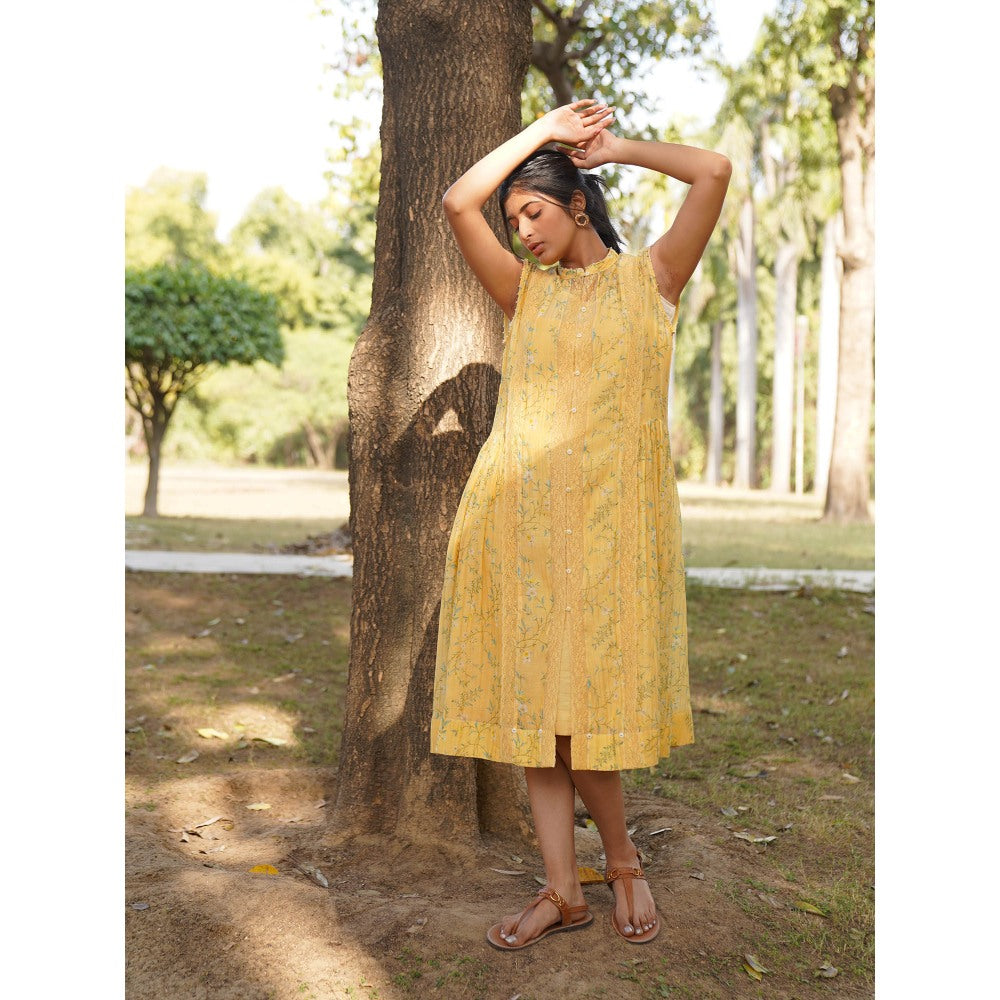 Dhaari by Deepika Handwoven Dress with Hand Painted & Kantha Embroidery with French Knots