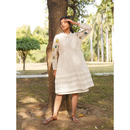 Dhaari by Deepika Handwoven Cotton Silk Fabric Dress with Hand Embroidery & Kantha