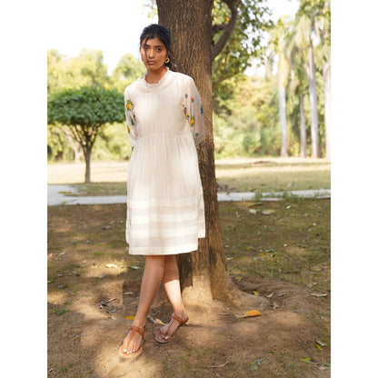 Dhaari by Deepika Handwoven Cotton Silk Fabric Dress with Hand Embroidery & Kantha