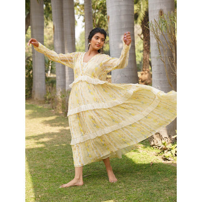 Dhaari by Deepika Handwoven Cotton Silk Hand Painted Dress