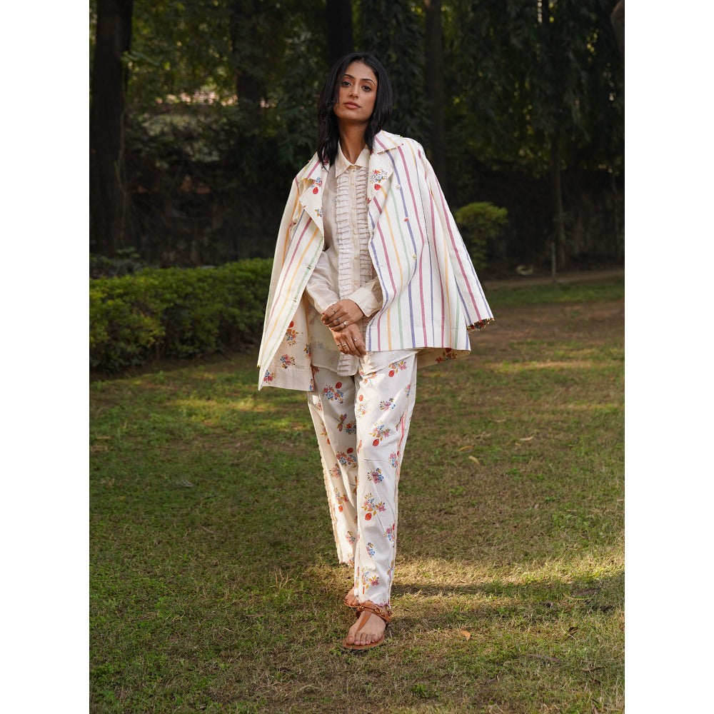 Dhaari by Deepika Handwoven Cotton Pants with Scallop At Hem & Hand Painted Details