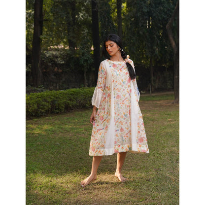 Dhaari by Deepika Handwoven Cotton Silk Dress with Hand Paint