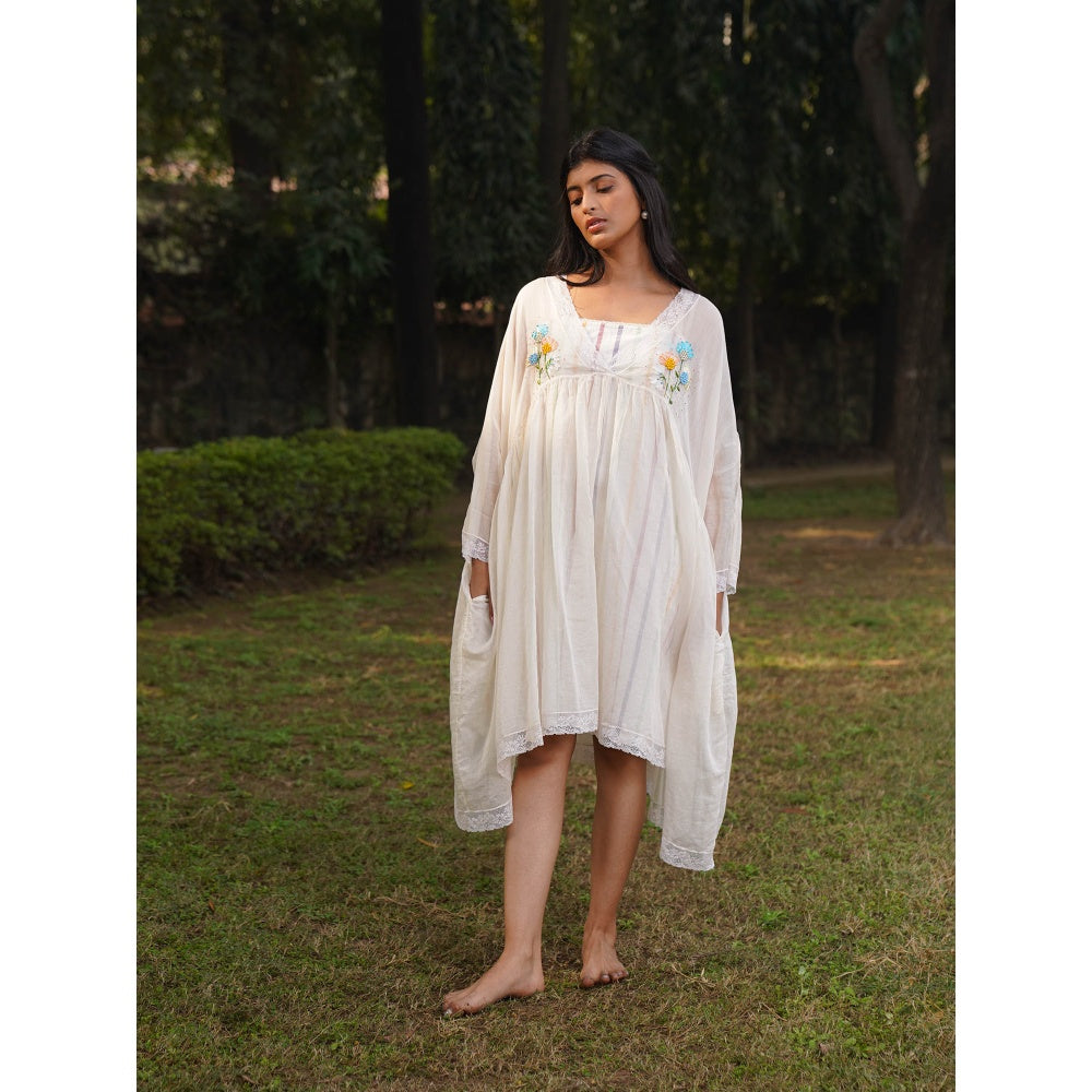 Dhaari by Deepika Handwoven Cotton Silk Dress with Hand Ribbon Embroidery