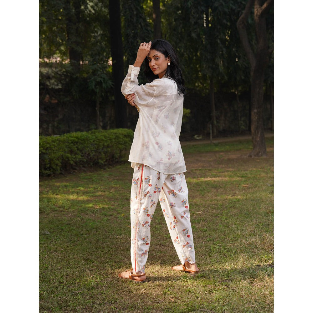 Dhaari by Deepika Handwoven Cotton Silk Shirt with Lace Details & Hand Painted