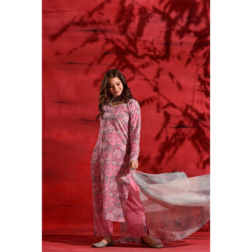 DIMPLE DESIGN STUDIO Light Pink Cotton Suit (Set of 3)