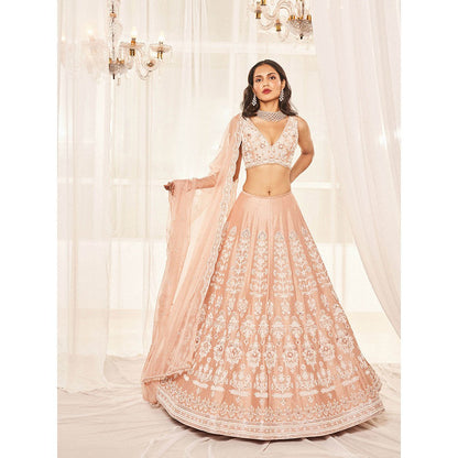 DISHA MUCHHALA Blush Pink Bridal Lehenga with Blouse and Dupatta (Set of 3)