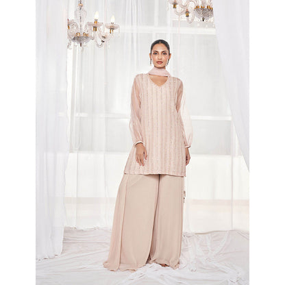 DISHA MUCHHALA Pink Kurta with Sharara and Dupatta (Set of 3)