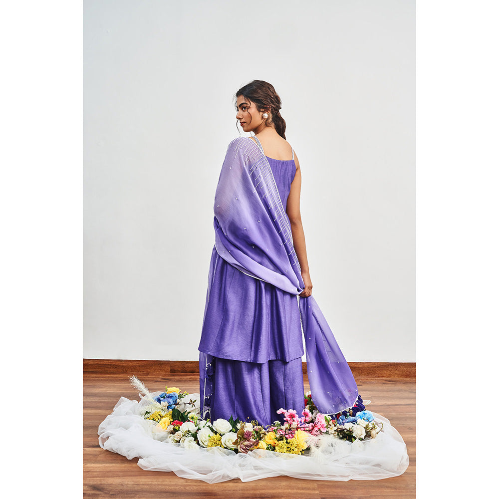 DISHA MUCHHALA Light Purple Kalidar Embellished Kurta with Palazzo and Dupatta (Set of 3)
