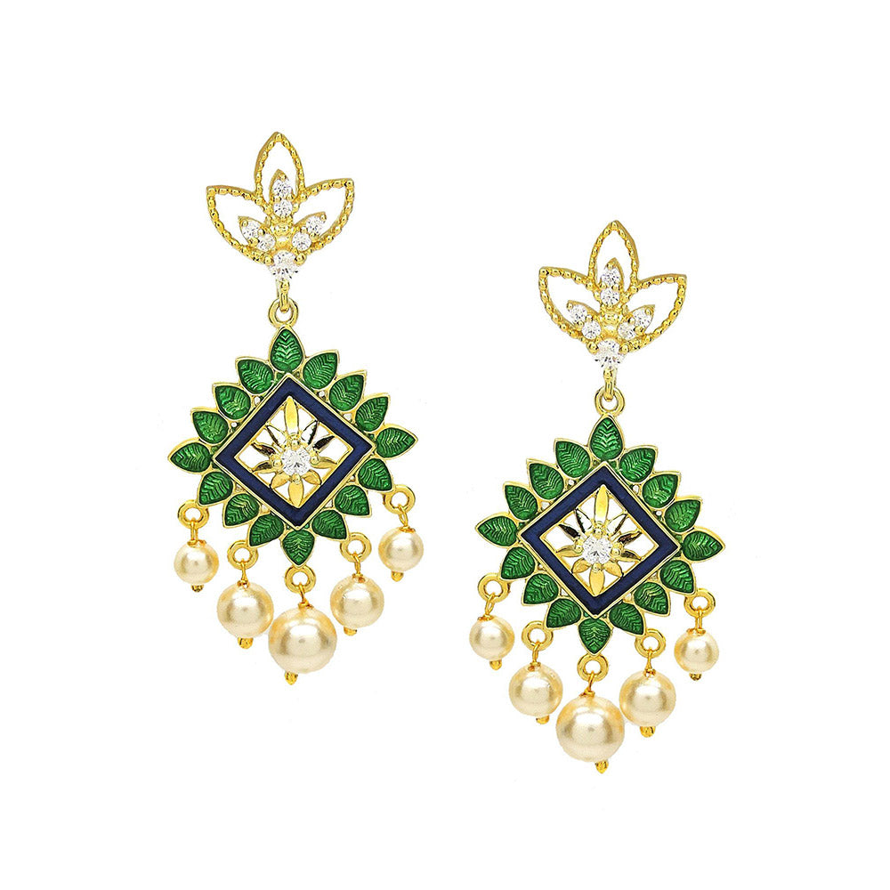 Divino Green Geometrical Happy Encounters Earrings