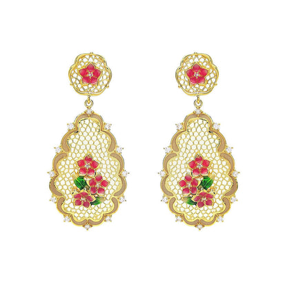Divino Pink Intricate Blooming Beauty Danglers