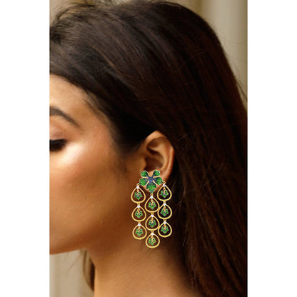 Divino Green Morning Petals Earrings