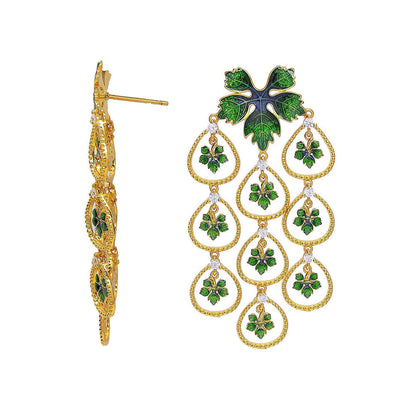 Divino Green Morning Petals Earrings