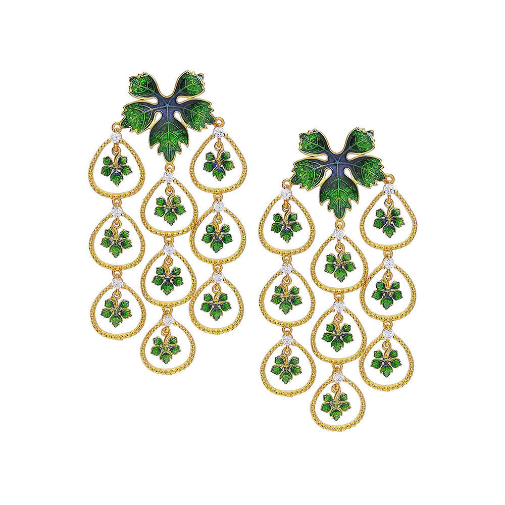 Divino Green Morning Petals Earrings