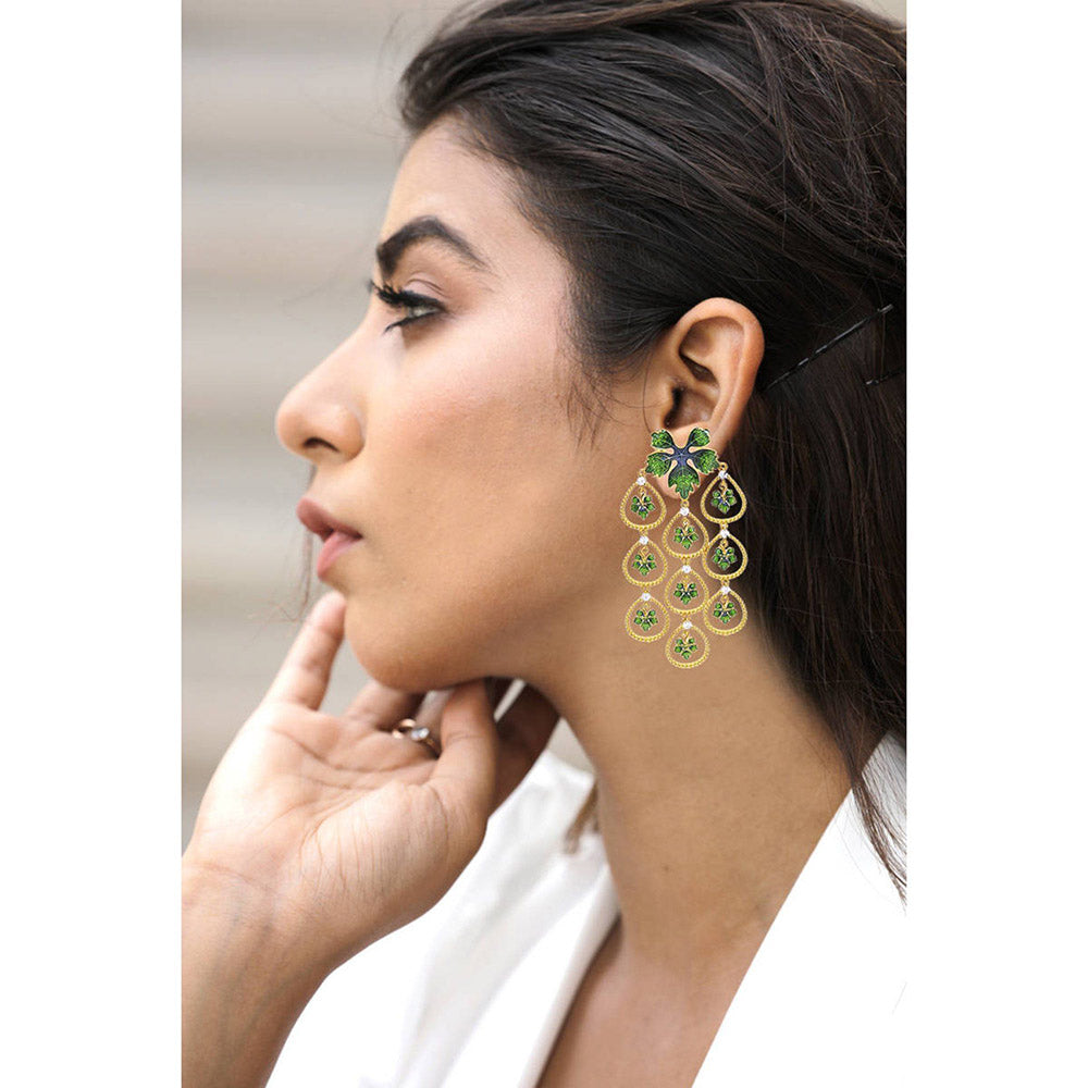 Divino Green Morning Petals Earrings