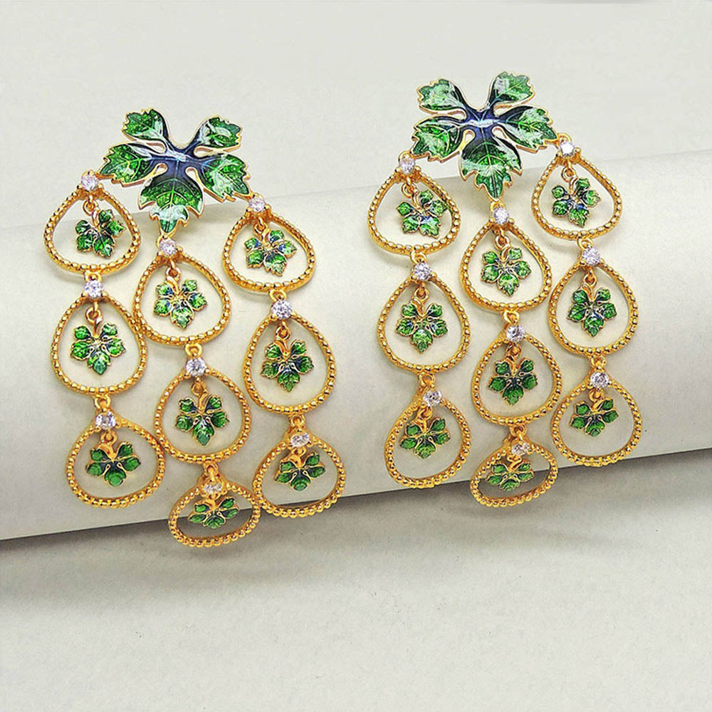 Divino Green Morning Petals Earrings