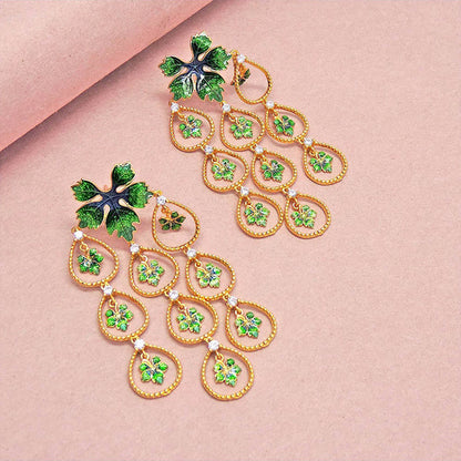 Divino Green Morning Petals Earrings