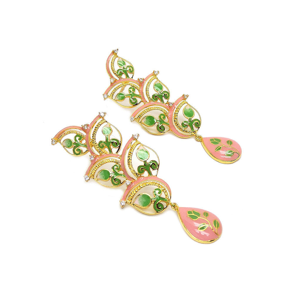 Divino Peach Lace Danglers