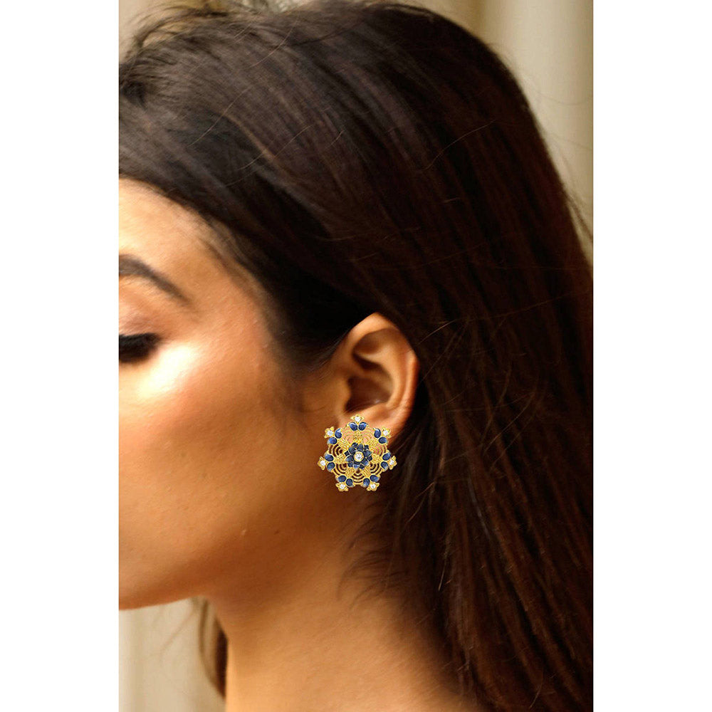 Divino Blue Whisper Meenakari Studs