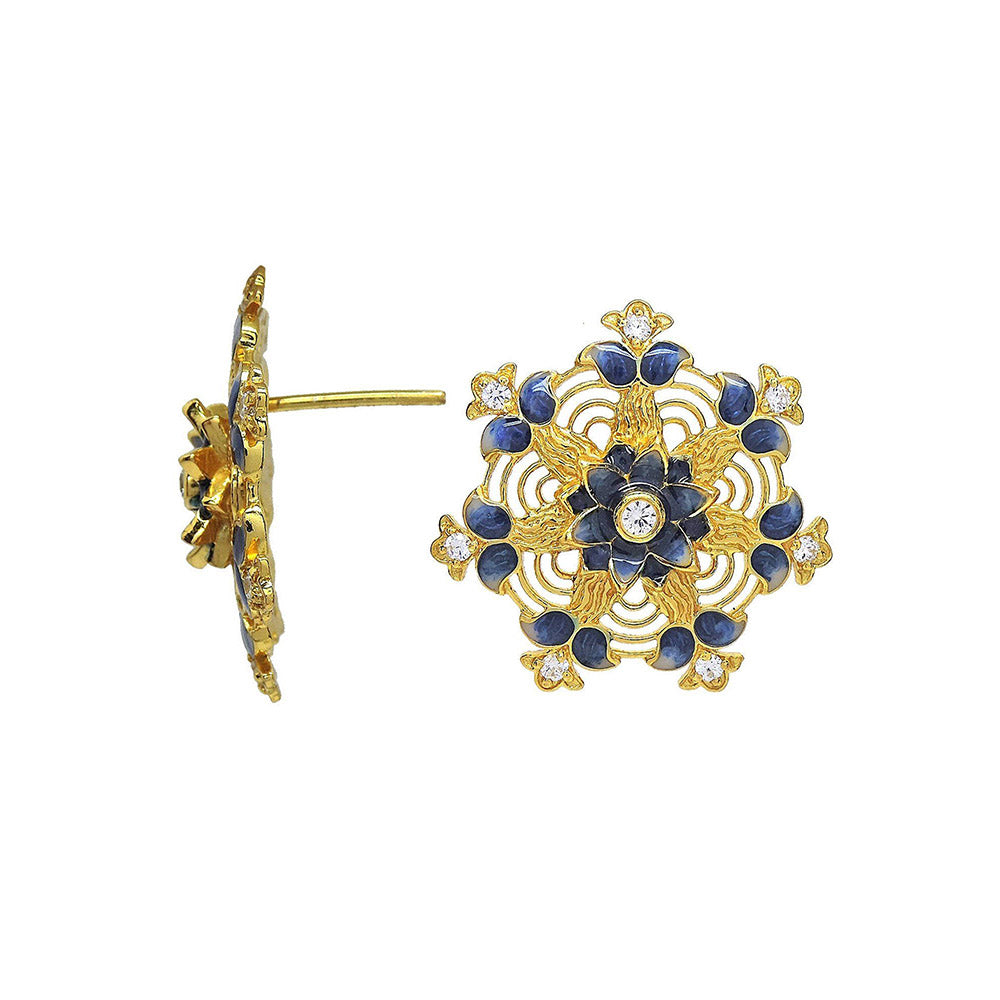 Divino Blue Whisper Meenakari Studs