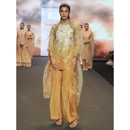 DIVYA SAMAL Beige Agnika Embellished Short Kurta and Palazzo with Dupatta