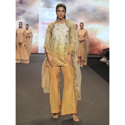 DIVYA SAMAL Beige Agnika Embellished Short Kurta and Palazzo with Dupatta