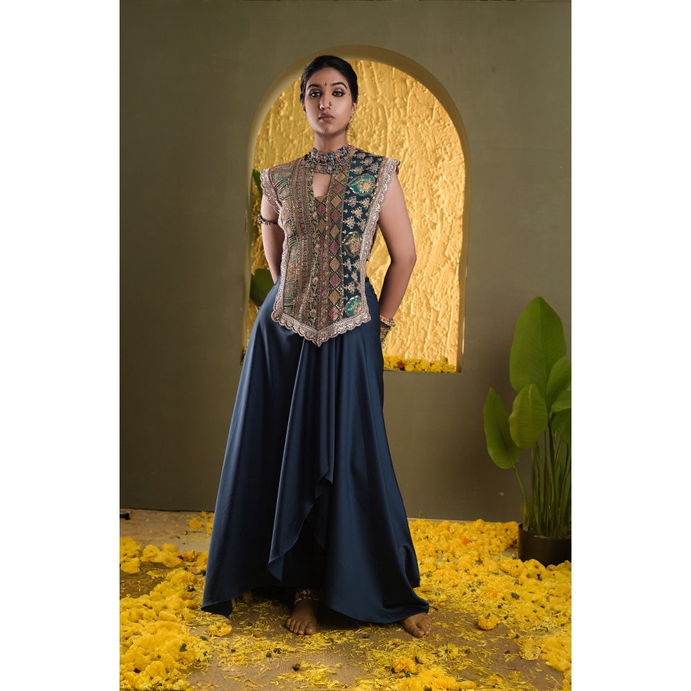 DIVYA SAMAL Blue Afreen Embellished Top and Palazzo