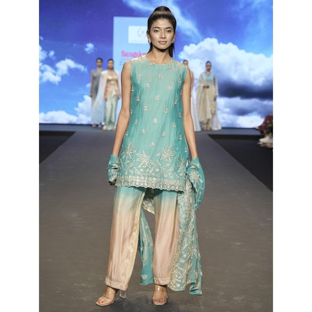 DIVYA SAMAL Green Neelaya Embellished Short Kurta and Pant with Dupatta
