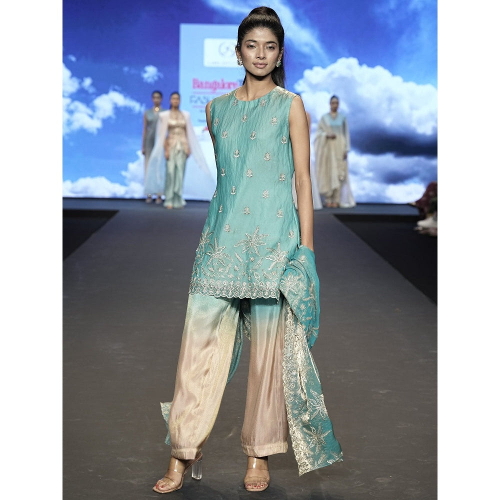 DIVYA SAMAL Green Neelaya Embellished Short Kurta and Pant with Dupatta